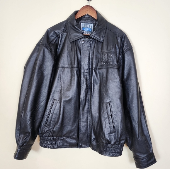 Ford Other - NWOT FORD Mens Black Leather Jacket Size Large Grunge Bikercore Streetwear Style